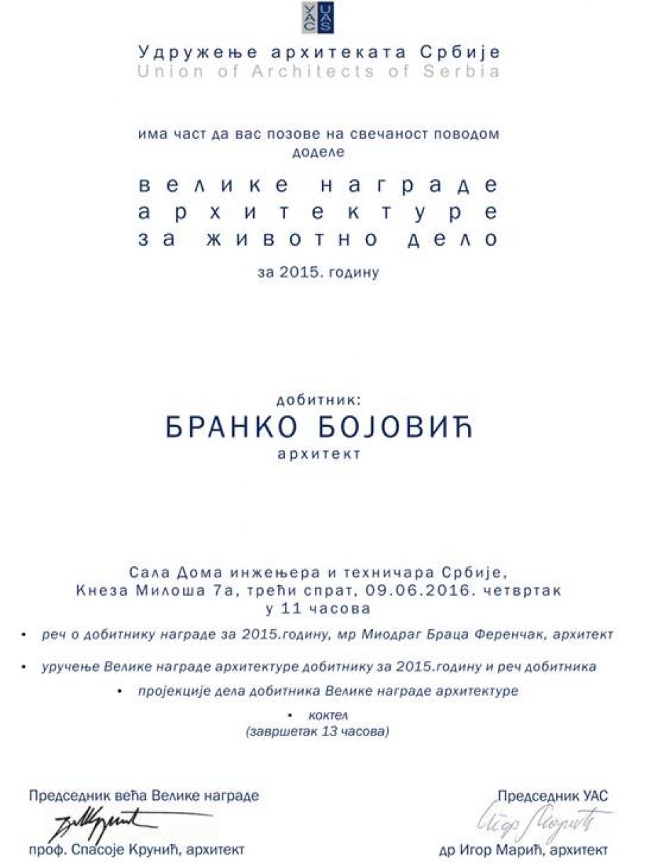 Velika nagrada arhitekture za životno delo